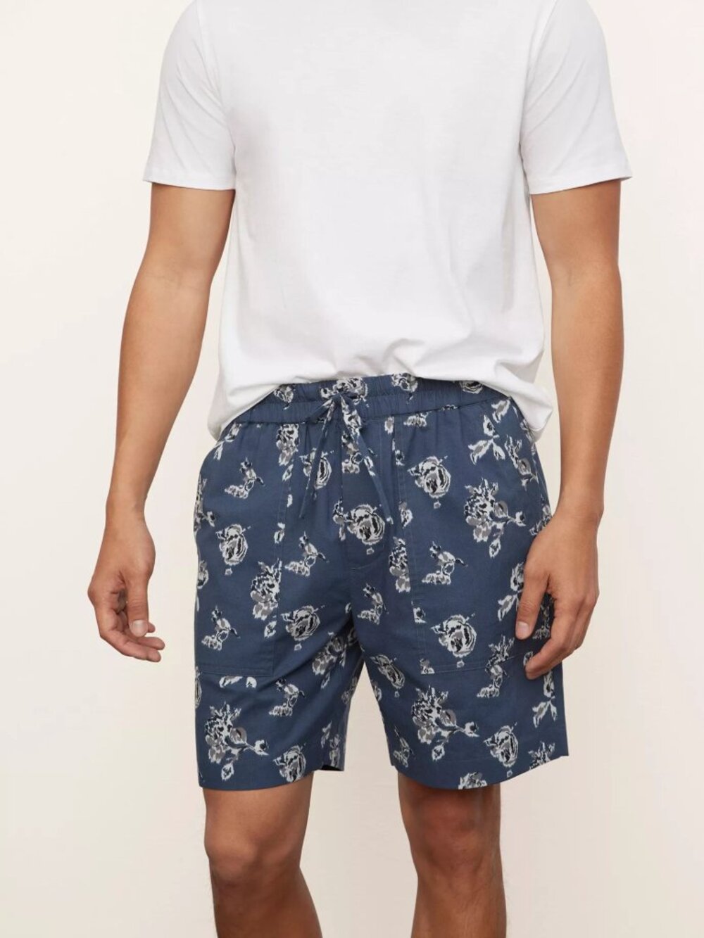 Vince Shorts Blue Ikat Botanical Print